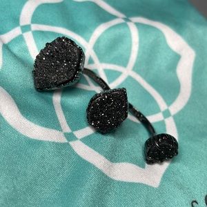 Kendra Scott Gun Metal Naomi Double Ring in Black Drusy